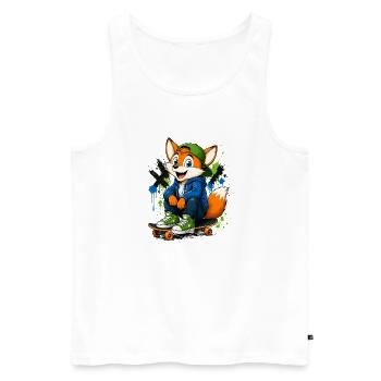 08_Miofox_Skater - Männer Premium Bio Tank Top - Weiß - Vorne - Michal (187cm)