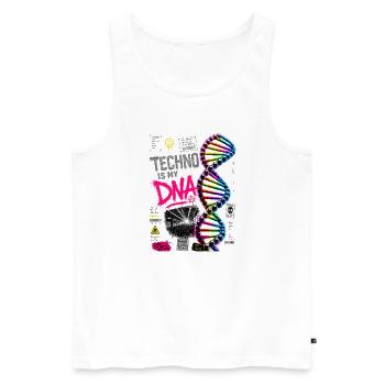 Techno est mon ADN, néon arc-en-ciel Helix - Débardeur bio Premium Homme - blanc - Devant - Michal (187cm)