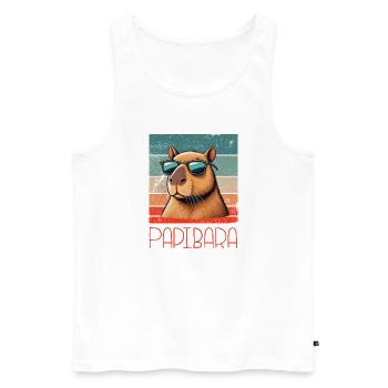 Papibara Daddy Drôle - Débardeur bio Premium Homme - blanc - Devant - Michal (187cm)