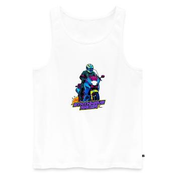 Synthwave Racer Neon Motorrad - Männer Premium Bio Tank Top - Weiß - Vorne - Michal (187cm)
