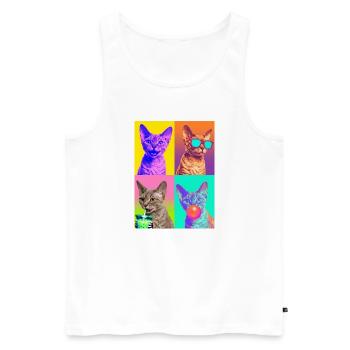 Chats Devon Rex Cat - Débardeur bio Premium Homme - blanc - Devant - Michal (187cm)