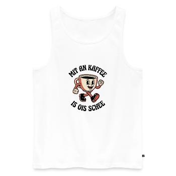 Froher Kaffee Wiener Dialekt - Männer Premium Bio Tank Top - Weiß - Vorne - Michal (187cm)