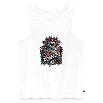 Nachtschatten-Schädel mit Nachtrosen - Männer Premium Bio Tank Top - Weiß - Vorne - Michal (187cm)