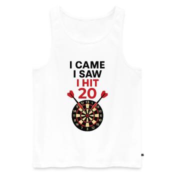 Fléchettes Humour Score 20, I Came I Saw I Hit 20 - Débardeur bio Premium Homme - blanc - Devant - Michal (187cm)