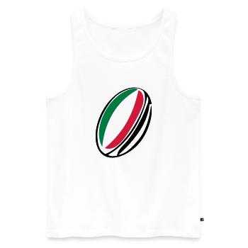 italien Rugby-Ball - Männer Premium Bio Tank Top - Weiß - Vorne - Michal (187cm)