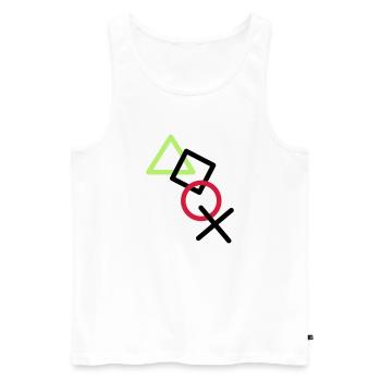 X square triangle icons controller game circle lo - Men's Premium Organic Tank Top - white - Front - AI Model Male 178 light (178cm)