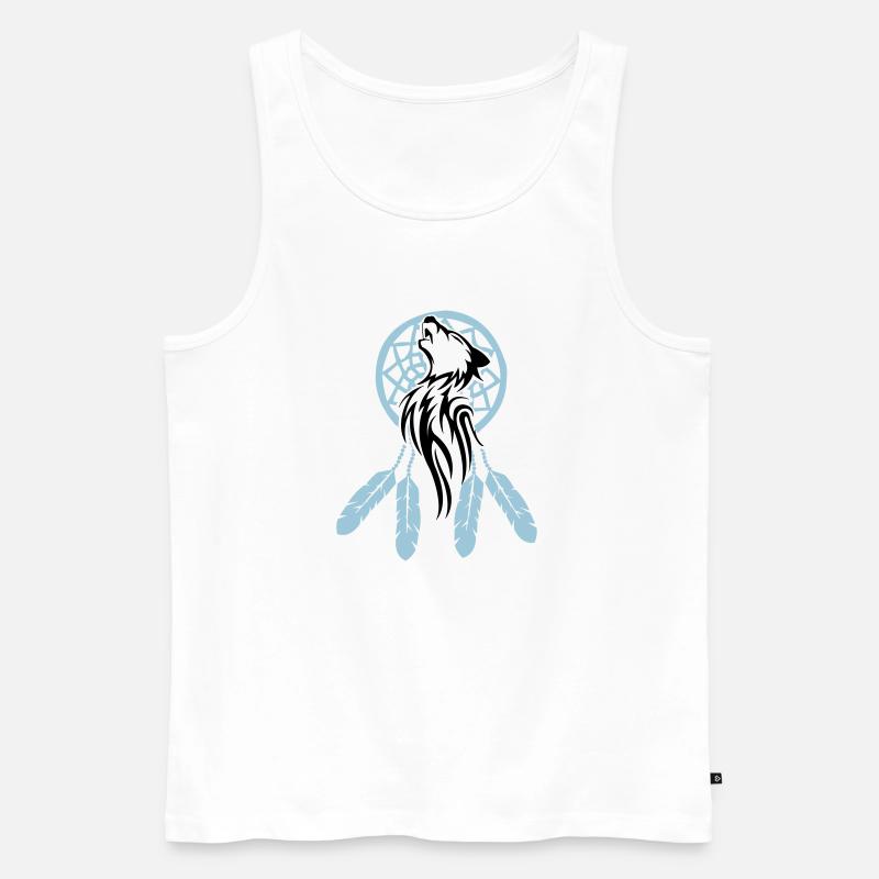 wolf_traumfaenger_002 - Männer Premium Bio Tank Top - Weiß