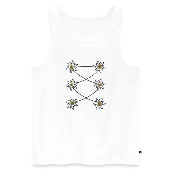 Dirndl Schuerze Edelweiss - Männer Premium Bio Tank Top - Weiß - Vorne - AI Model Male 178 light (178cm)