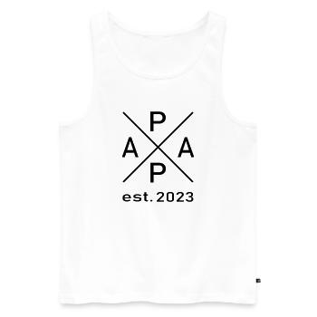 Papa est. 2023 - Männer Premium Bio Tank Top - Weiß - Vorne - Michal (187cm)