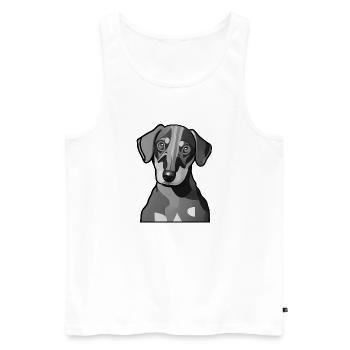 Dackel Design Grafik Motiv in Graustufen - Männer Premium Bio Tank Top - Weiß - Vorne - AI Model Male 178 light (178cm)