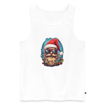 Comic book head of Santa Claus with glasses - Men's Premium Organic Tank Top - white - Front - AI Model Male 178 light (178cm)