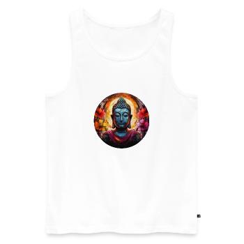 T-shirt Sérénité Bouddha Marque Vibration Positive - Débardeur bio Premium Homme - blanc - Devant - Michal (187cm)