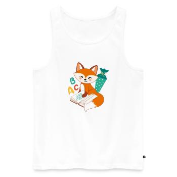 Fuchs mit Schultüte Einschulung Schulkind - Männer Premium Bio Tank Top - Weiß - Vorne - Michal (187cm)