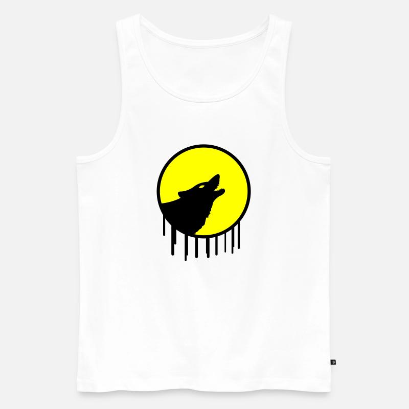 wolf vollmond - Männer Premium Bio Tank Top - Weiß