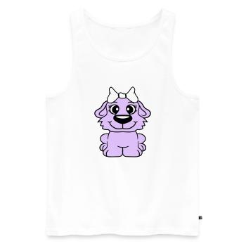 Dog Girl Cute Bow Female Woman Girl - Men's Premium Organic Tank Top - white - Front - Michal (187cm)