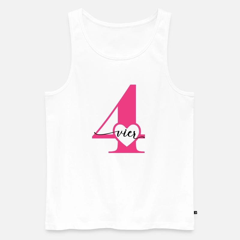Ziffer Vier 4 mit Herz - Männer Premium Bio Tank Top - Weiß