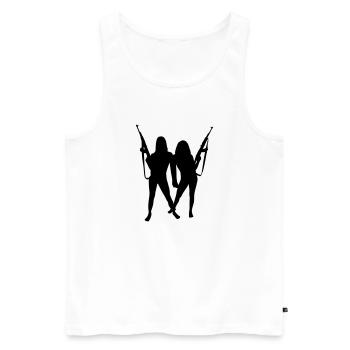 Womans and Guns - Männer Premium Bio Tank Top - Weiß - Vorne - AI Model Male 178 light (178cm)