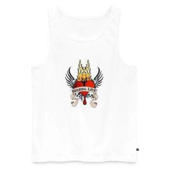 Burning Love (Heart & Banner) 04 - Männer Premium Bio Tank Top - Weiß - Vorne - AI Model Male 178 light (178cm)