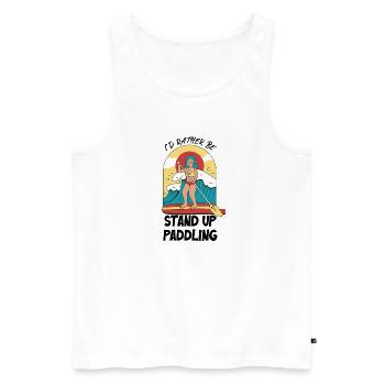 Je préfère être debout pagayer - Débardeur bio Premium Homme - blanc - Devant - AI Model Male 178 light (178cm)
