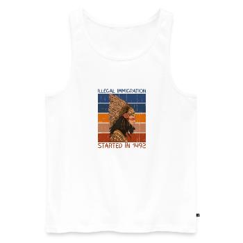 Illegale Einwanderung begann 1492 Indianer - Männer Premium Bio Tank Top - Weiß - Vorne - AI Model Male 178 light (178cm)