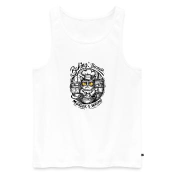 Funny Cat Baking Because Murder Is Wrong - Men's Premium Organic Tank Top - white - Front - Michal (187cm)