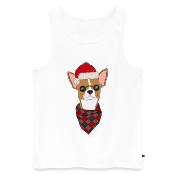 Chihuahua Weihnachtspullover rot weiß kurzhaar - Männer Premium Bio Tank Top - Weiß - Vorne - Michal (187cm)