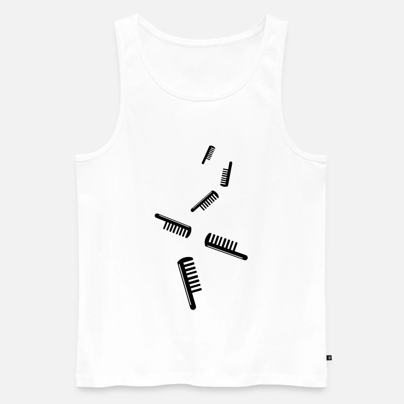 Kamm Friseur icon - Männer Premium Bio Tank Top - Weiß