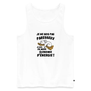 HUMOUR PARESSEUX - Débardeur bio Premium Homme - blanc - Devant - Michal (187cm)