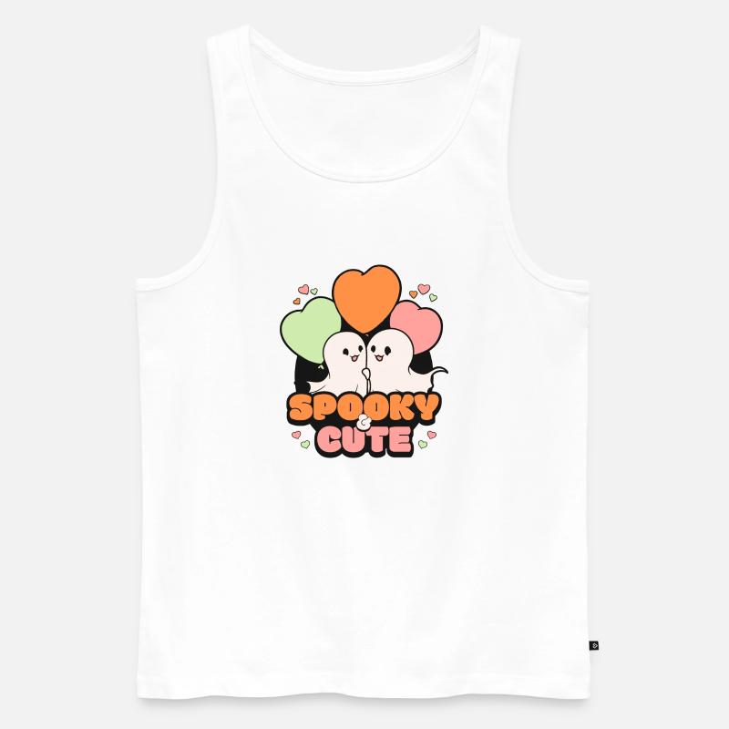 Spooky October Cute Halloween Ghost - Men's Premium Organic Tank Top - white