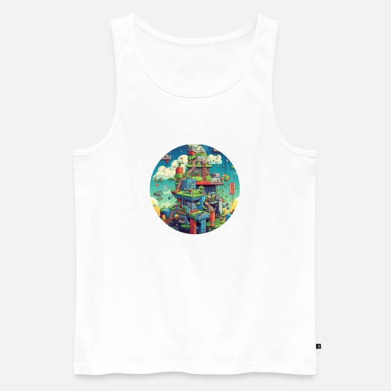 Spaß mit Pixel Videospielen - Männer Premium Bio Tank Top - Weiß