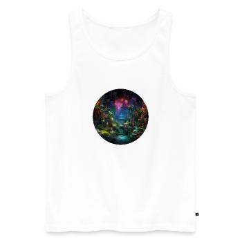 Dynamic Neon Journeys: The World of Neon Jungle - Men's Premium Organic Tank Top - white - Front - AI Model Male 178 light (178cm)