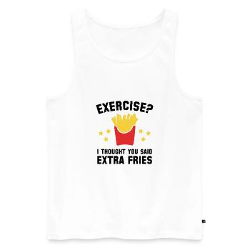 Je pensais que vous aviez dit des frites supplémentaires - Débardeur bio Premium Homme - blanc - Devant - Michal (187cm)