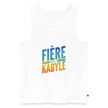Fière d'être Kabyle - Débardeur bio Premium Homme - blanc - Devant - AI Model Male 178 light (178cm)
