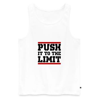 Push It To The Limit Training Saying - Men's Premium Organic Tank Top - white - Front - AI Model Male 178 light (178cm)