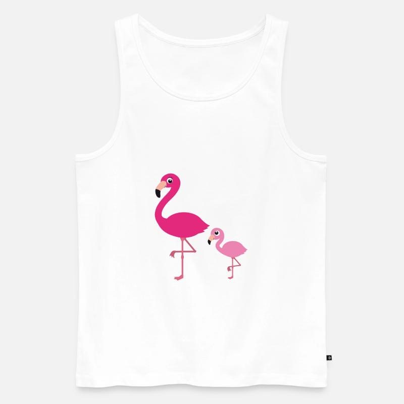 Flamingo Mutter mit Kind - Männer Premium Bio Tank Top - Weiß