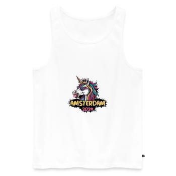 Amsterdam 2024 Unicorn - Men's Premium Organic Tank Top - white - Front - Michal (187cm)