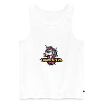 Formentera 2024 Licorne - Débardeur bio Premium Homme - blanc - Devant - Michal (187cm)