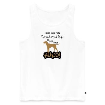 Therapie Hund - Männer Premium Bio Tank Top - Weiß - Vorne - AI Model Male 178 light (178cm)