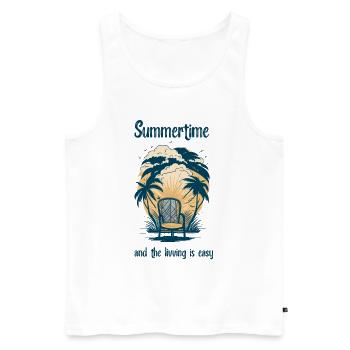 Summertime and the living is easy. Cool saying. - Men's Premium Organic Tank Top - white - Front - Michal (187cm)