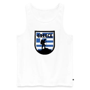Griechenland Flagge Hellas Athen Griechische Fahne - Männer Premium Bio Tank Top - Weiß - Vorne - Michal (187cm)