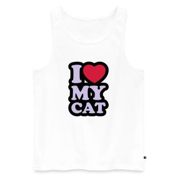 I love my cat - J'aime mon chat - Débardeur bio Premium Homme - blanc - Devant - Michal (187cm)