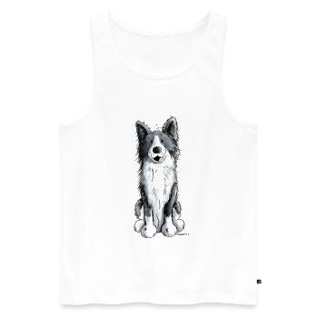 Fröhlicher Border Collie - Männer Premium Bio Tank Top - Weiß - Vorne - Michal (187cm)