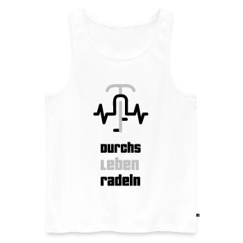 Durchs Leben Radeln - Männer Premium Bio Tank Top - Weiß - Vorne - AI Model Male 178 light (178cm)