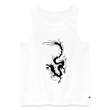 Schwarzer Rauchdrache - Männer Premium Bio Tank Top - Weiß - Vorne - Michal (187cm)