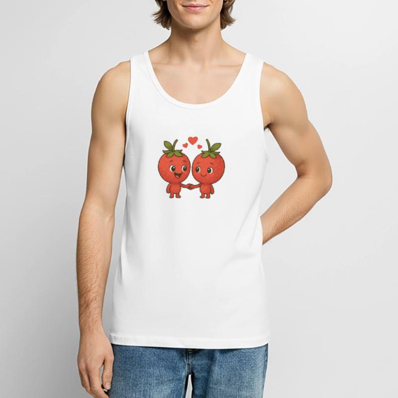 Fraises avec cœurs Débardeur bio Premium Homme