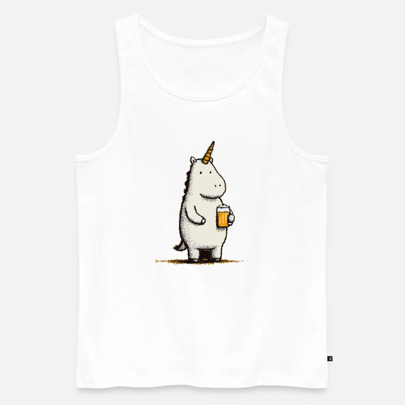Süßes Einhorn mit Bierglas - Männer Premium Bio Tank Top - Weiß