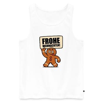 Lebkuchenmann Frohe Weihnachten  - Männer Premium Bio Tank Top - Weiß - Vorne - Michal (187cm)