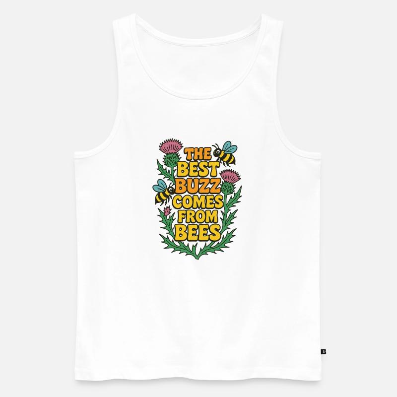 Der beste Buzz kommt von Bienen - Männer Premium Bio Tank Top - Weiß