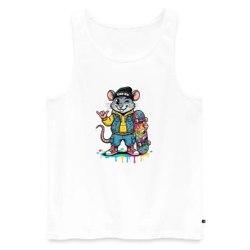 Équipe d’égouts Rat Skater - Débardeur bio Premium Homme - blanc - Devant - AI Model Male 178 light (178cm)