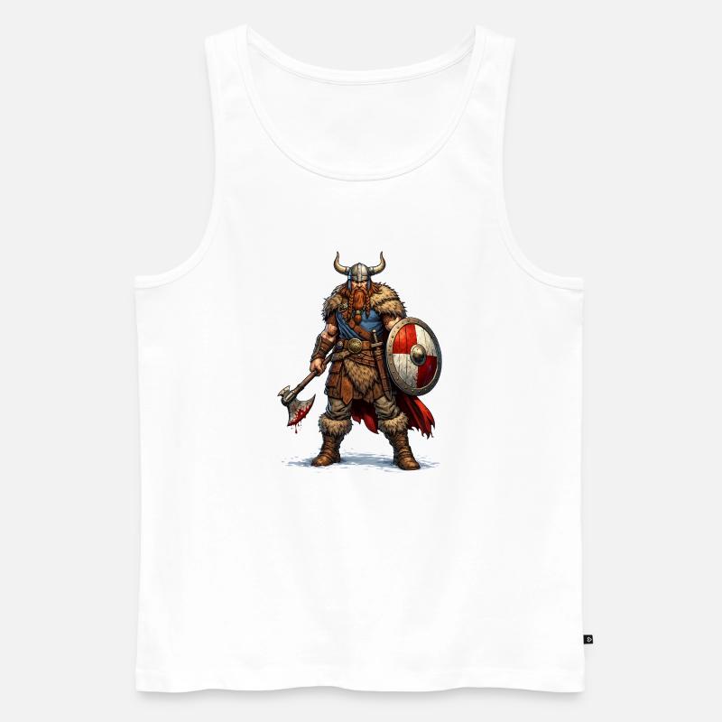 Wikinger Krieger mit Schild - Männer Premium Bio Tank Top - Weiß